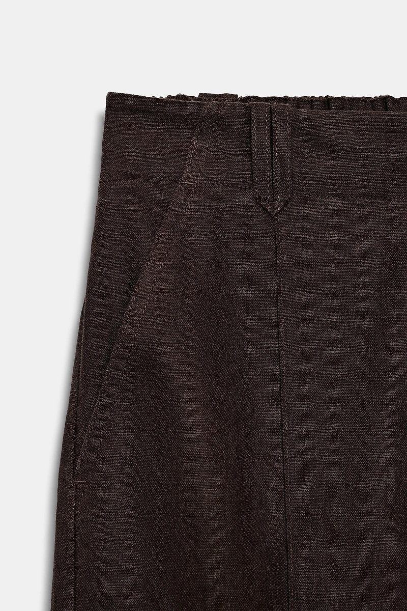 LINEN TAPERED PANTS WITH SEAM DETAIL