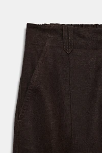 LINEN TAPERED PANTS WITH SEAM DETAIL