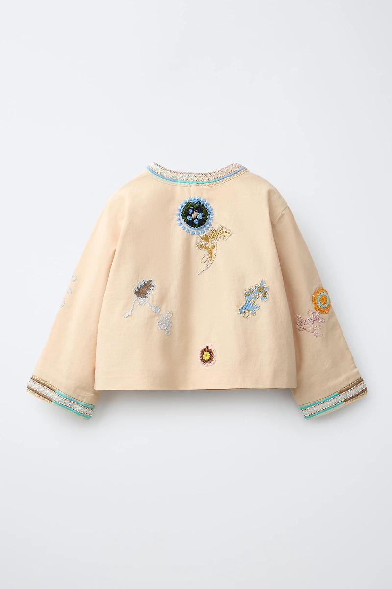 VESTE BRODÉE EN COTON ET LIN