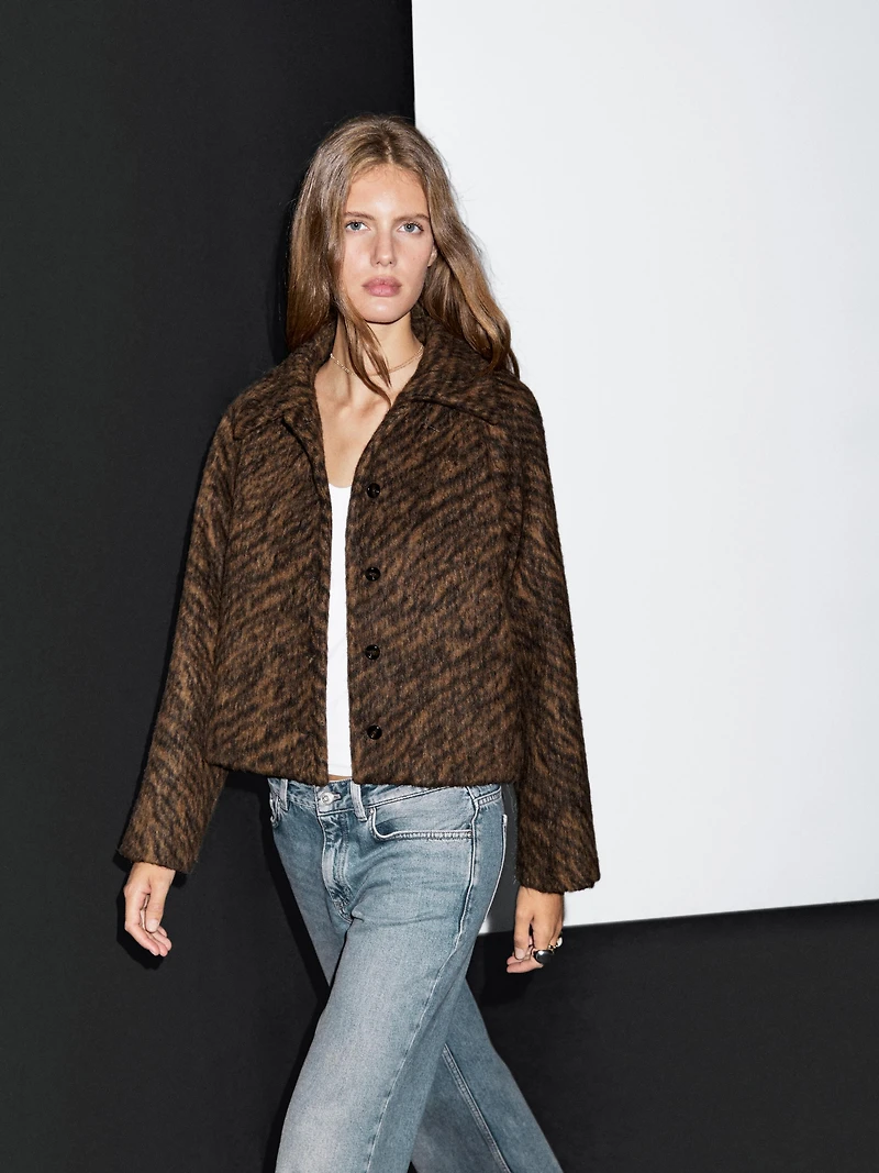 Manteau court imprimé animal