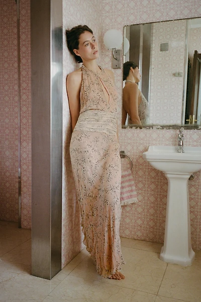 FLORAL PRINT HALTER DRESS