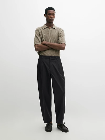Pantalon double pince en coton