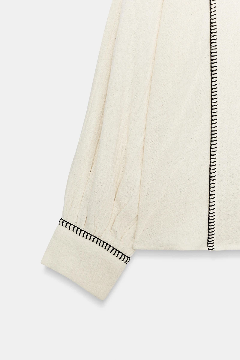 ZW COLLECTION RUSTIC TOPSTITCHED SHIRT