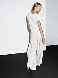 Pantalon de tailleur à pinces 100 % lin