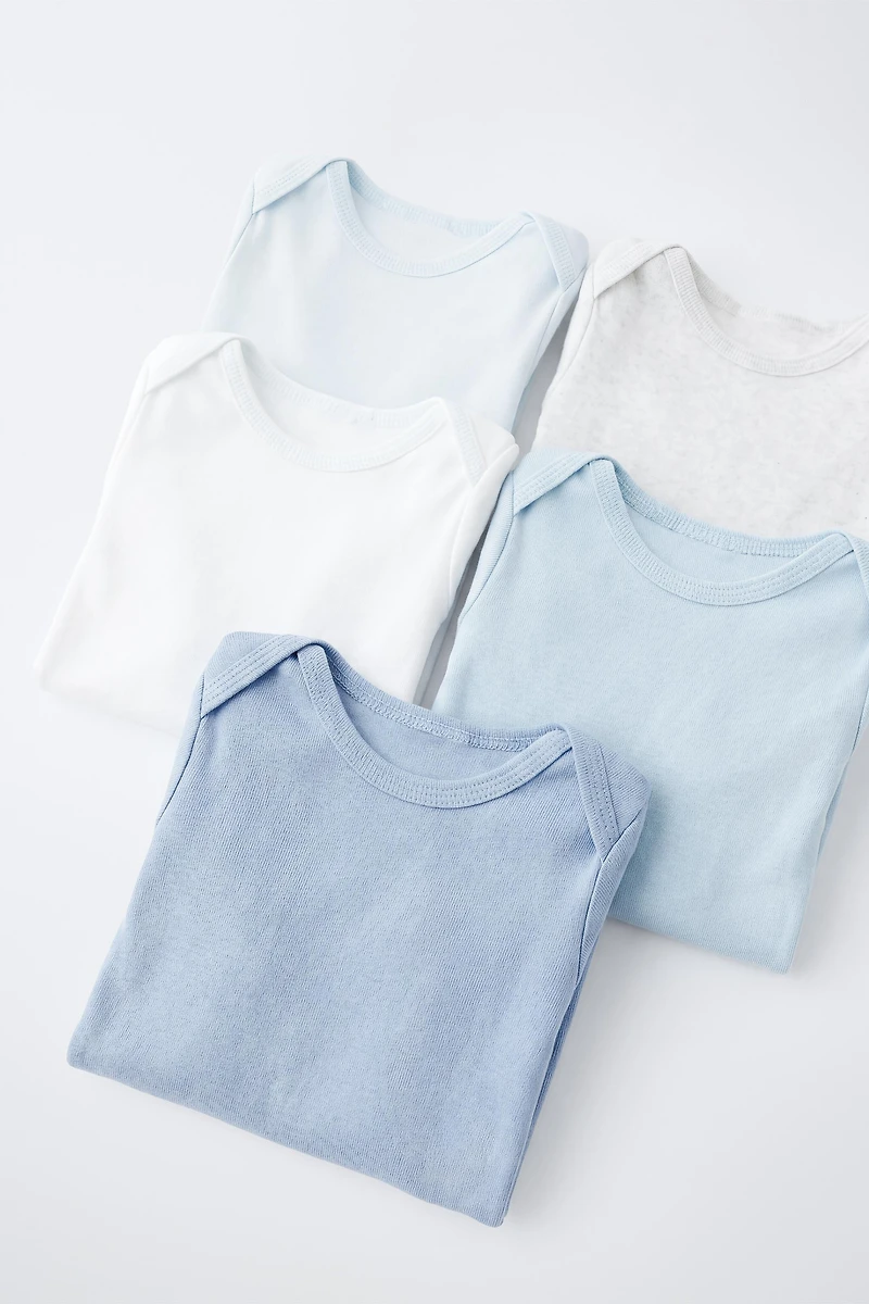 FIVE-PACK SHORT SLEEVE LABEL BODYSUITS