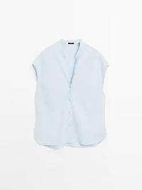 100% linen flowing blouse with open neck