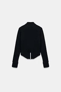 CONTRAST PIPING CORSET HEM JACKET