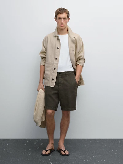 100% linen Bermuda shorts