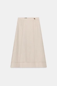 LINEN WRAP SKIRT WITH TOPSTITCHING
