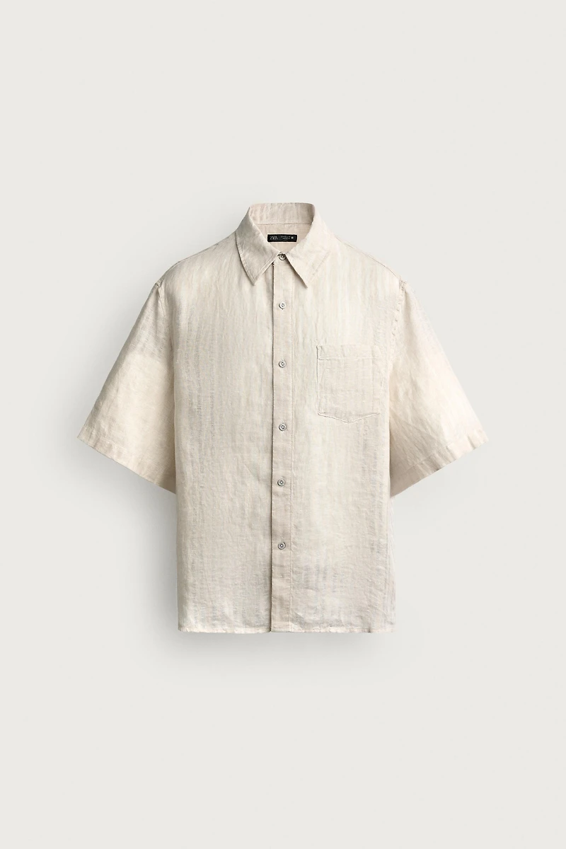 CHEMISE EN JACQUARD À RAYURES 100 % LIN