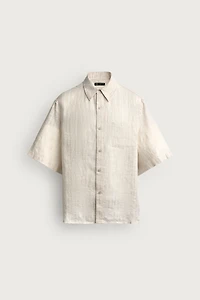 CHEMISE EN JACQUARD À RAYURES 100 % LIN