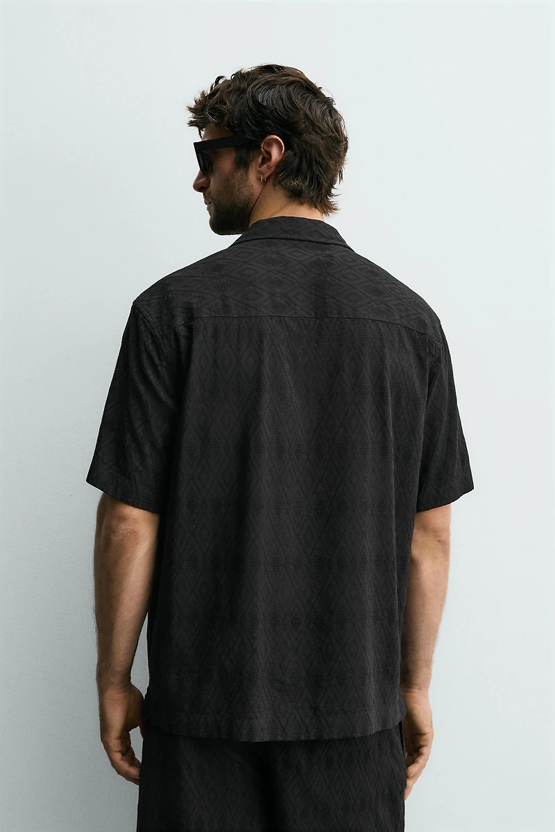 GEOMETRIC JACQUARD RELAXED FIT SHIRT