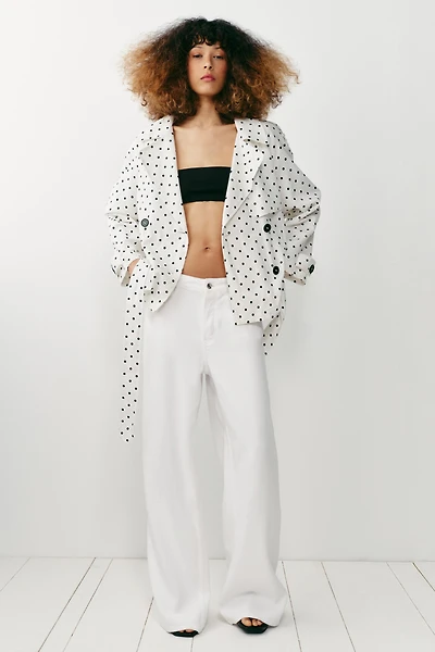POLKA DOT BELTED TRENCH JACKET