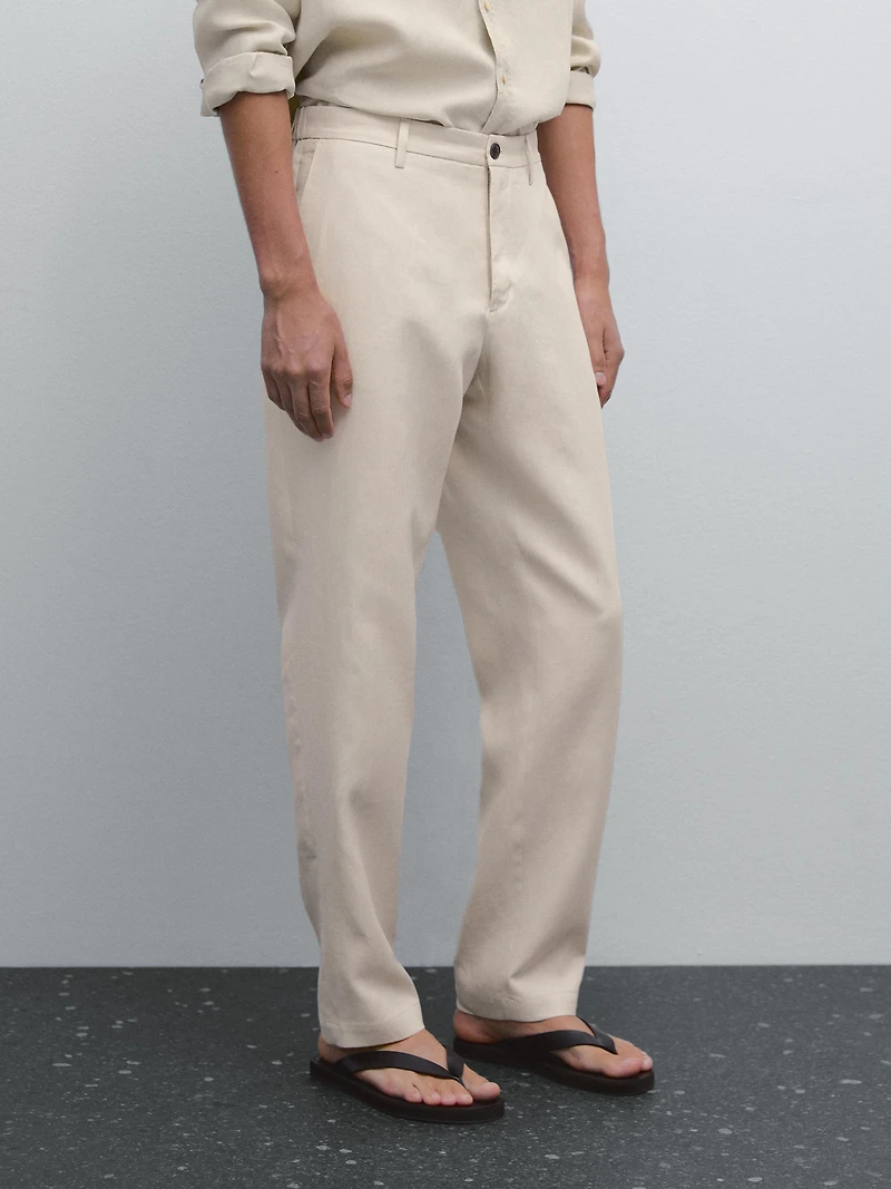 100% linen regular fit trousers