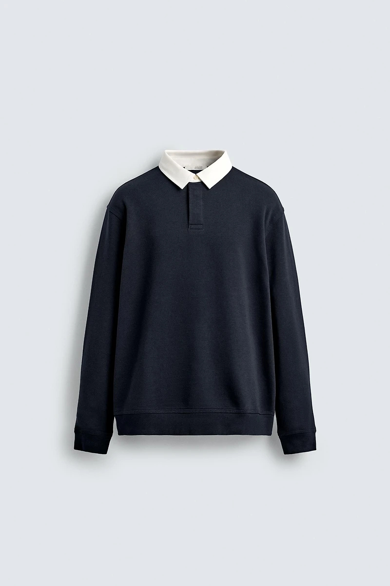 SWEAT POLO COL CONTRASTÉ