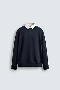 SWEAT POLO COL CONTRASTÉ