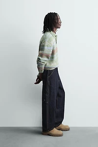 POLO EN MAILLE JACQUARD GÉOMÉTRIQUE TEXTURÉE