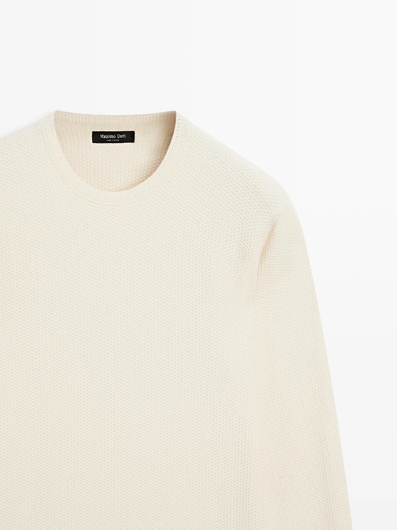 Pull en maille texturée de coton mélangé