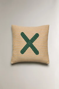 COUSSIN ENFANT BRODÉ LETTRE X