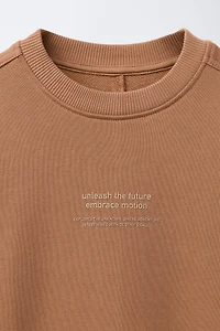 PLAIN SWEATSHIRT WITH RAISED TEXT