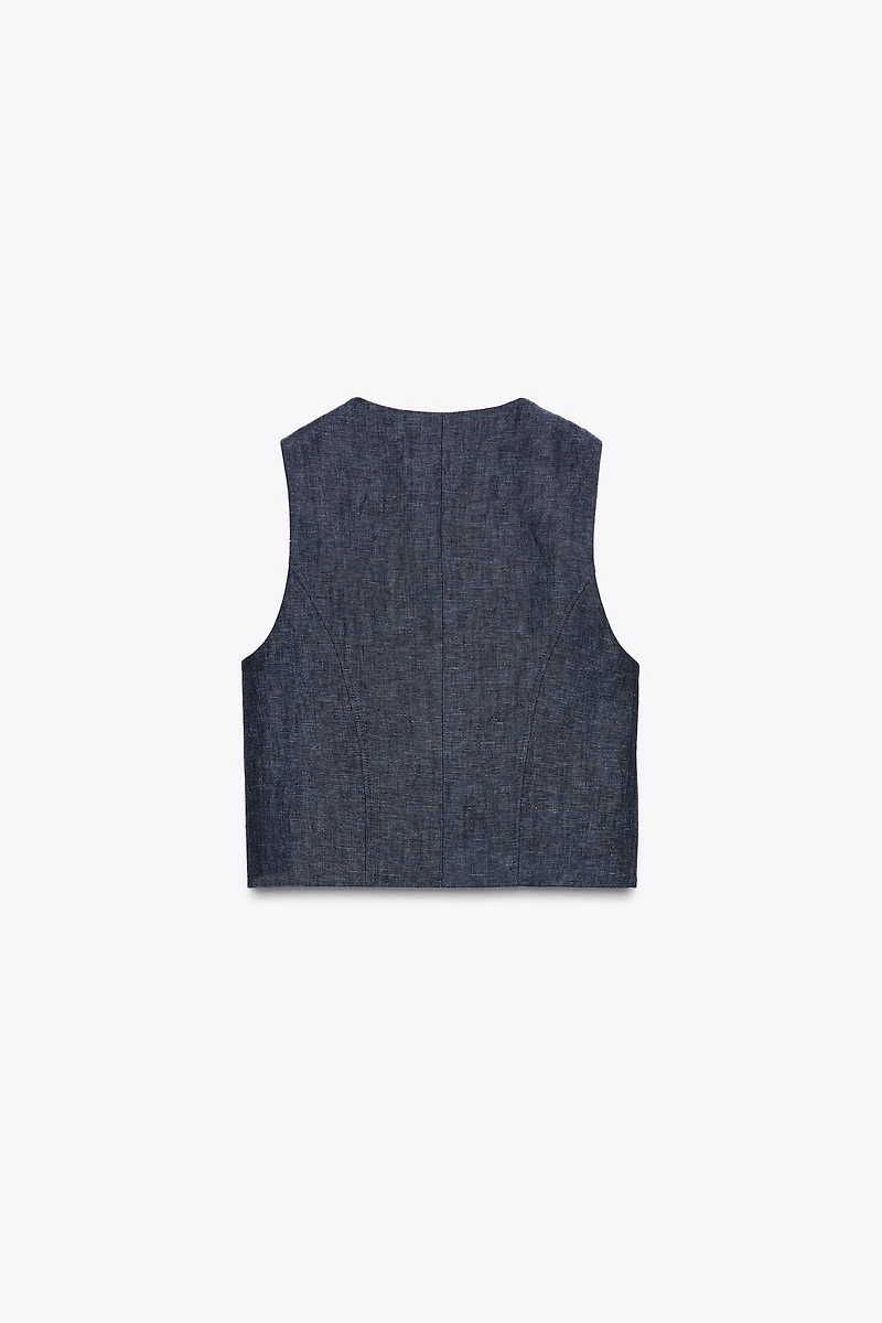 100% LINEN DOUBLE-BREASTED VEST