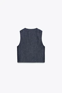 100% LINEN DOUBLE-BREASTED VEST
