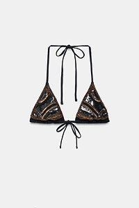 BEADED TRIANGLE BIKINI TOP