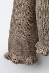 RUFFLED WOOL KNIT CARDIGAN