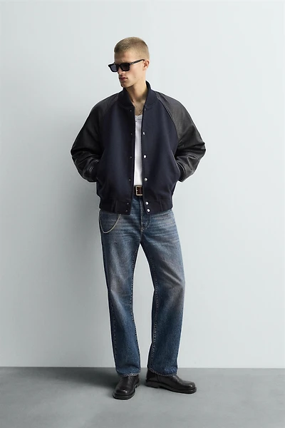LEATHER COMBINATION BOMBER JACKET LIMITED EDITION