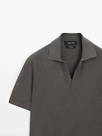 Knit V-neck polo shirt
