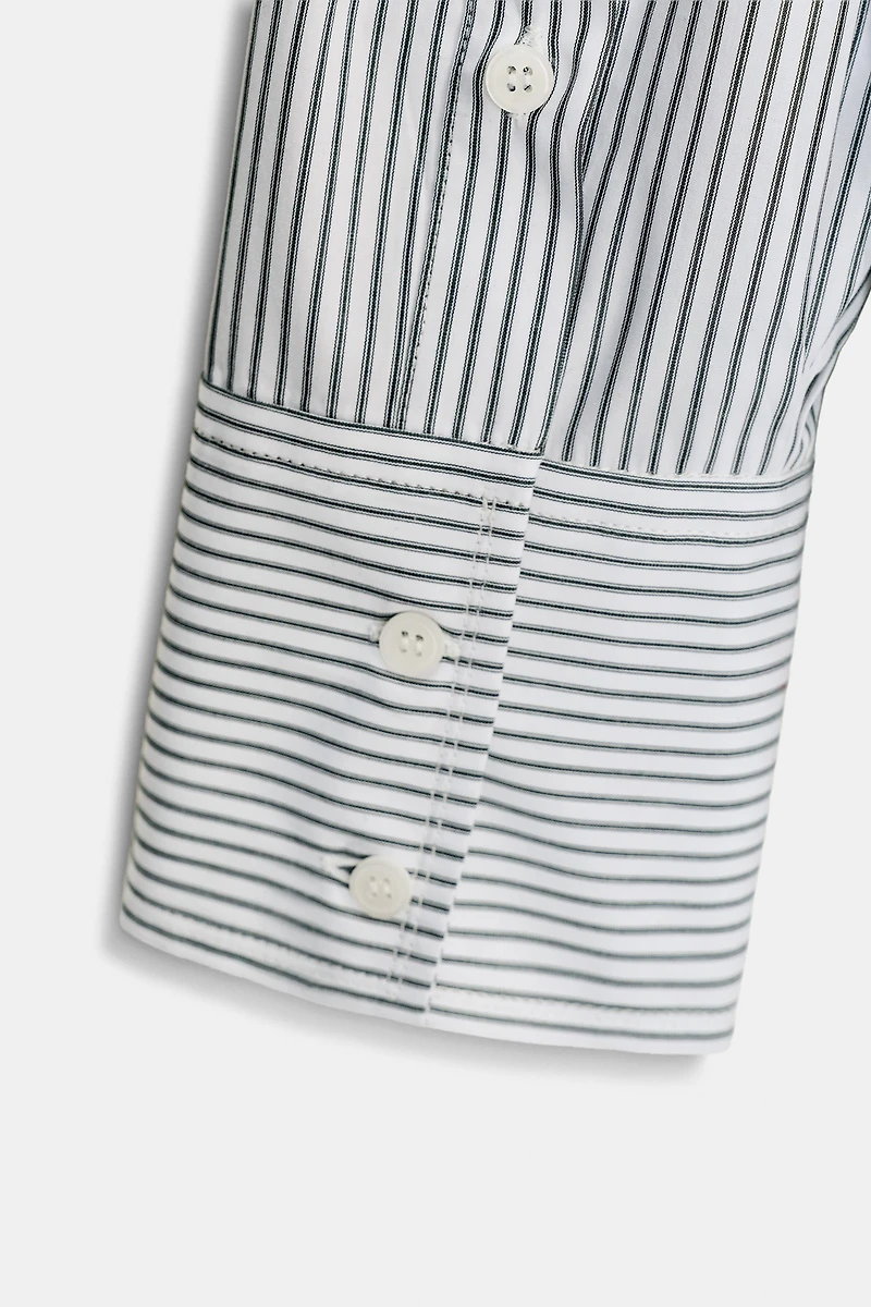 CHEMISE EN POPELINE À RAYURES FOULARD