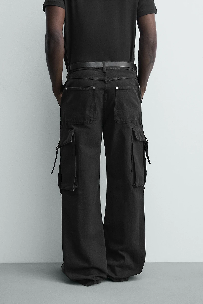 RELAXED FIT CARGO PANTS WITH STRAPS