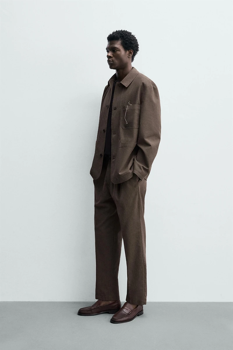 RELAXED FIT HOUNDSTOOTH SUIT OVERSHIRT