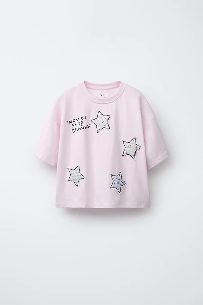 HEART PATCH TEXT T-SHIRT