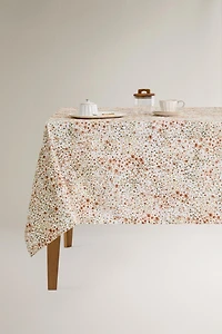 RESIN-COATED TABLECLOTH WITH FLORAL PRINT