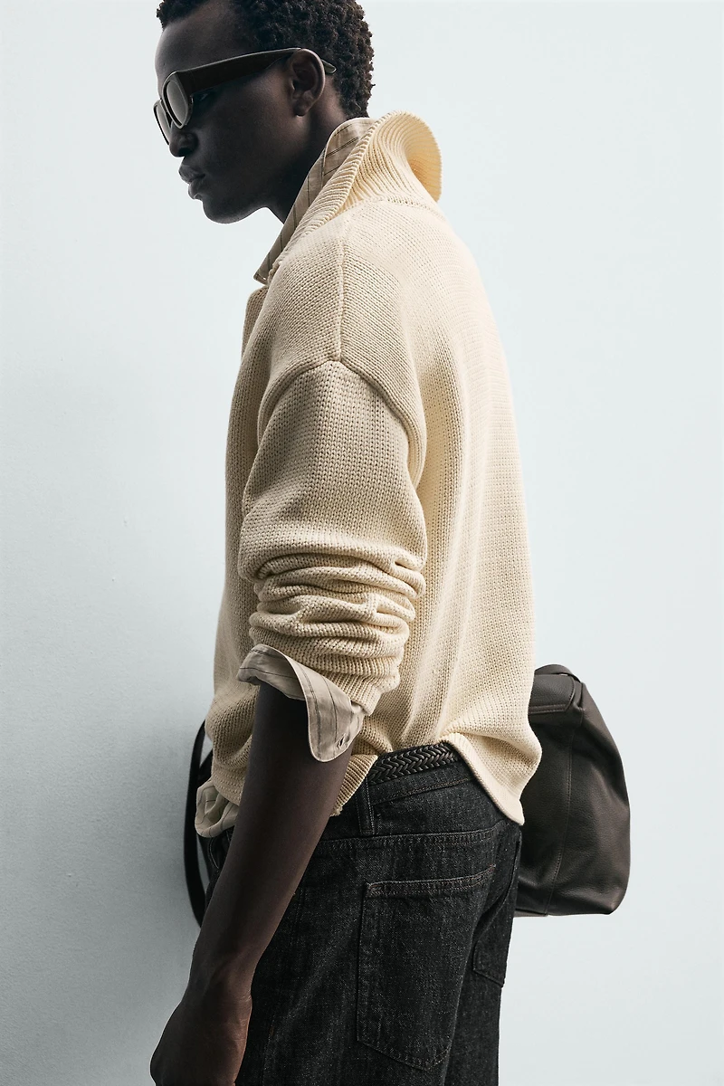 COTTON BLEND KNIT POLO SHIRT