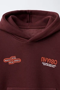 TEXT PRINT HOODIE SWEATSHIRT