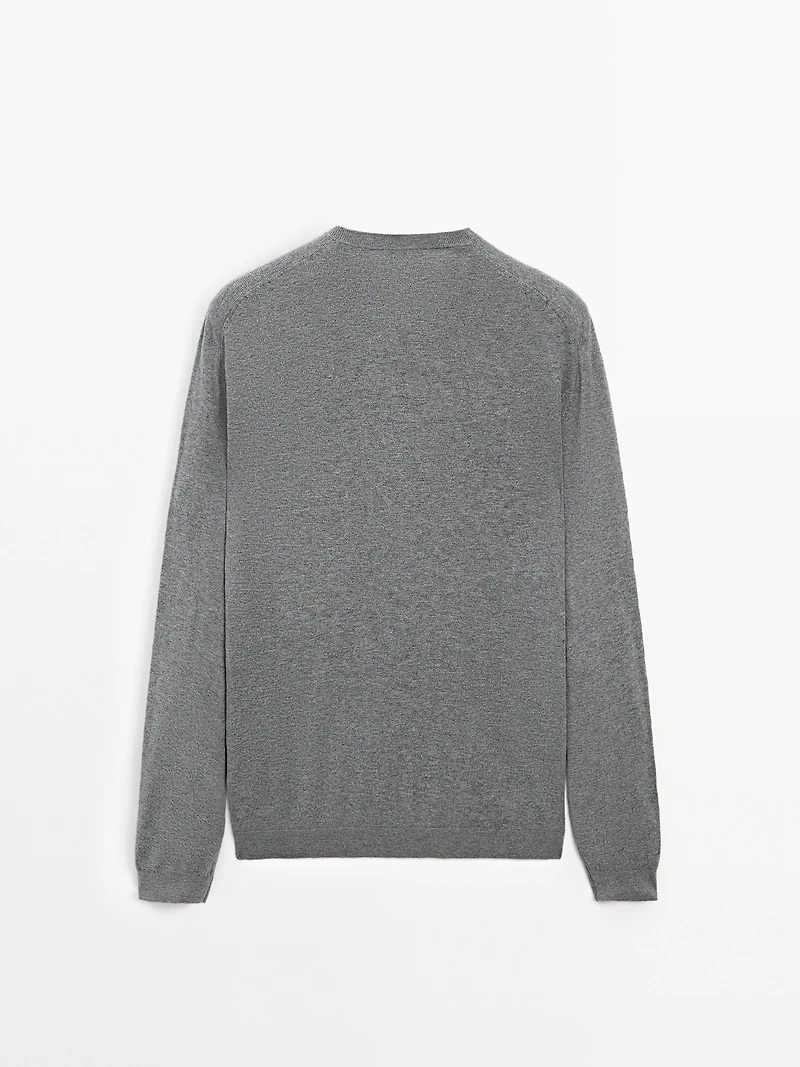 V-neck knit sweater