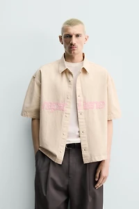 BOXY FIT OVERSHIRT WITH TEXT PATCHES