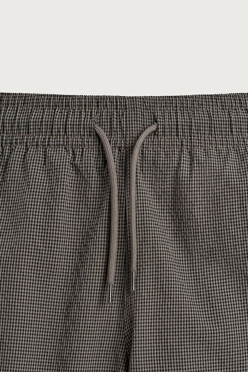 PLAID TEXTURED LONG SWIMSUIT