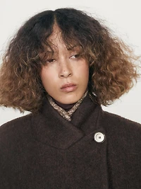 Manteau long croisé finition brossée