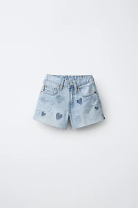 HEART PATCH DENIM SHORTS