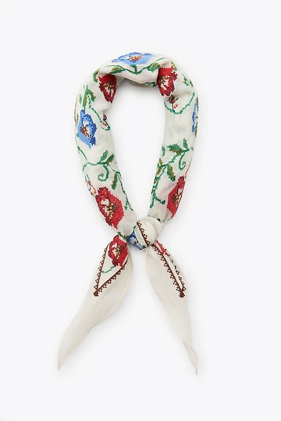 FLORAL EMBROIDERY BANDANA