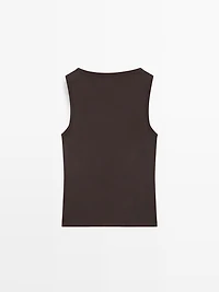 Sleeveless top with square neckline