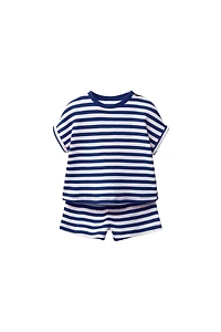 ENSEMBLE GAUFRÉ T-SHIRT ET BERMUDA À RAYURES