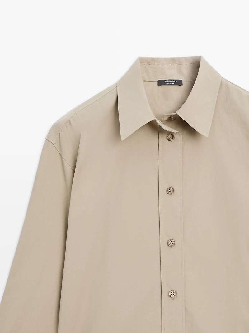 Long 100% cotton poplin shirt