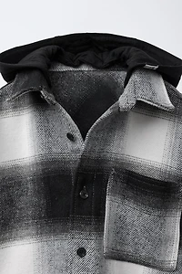 PLAID OVERSHIRT WITH REMOVABLE PLUSH HOOD