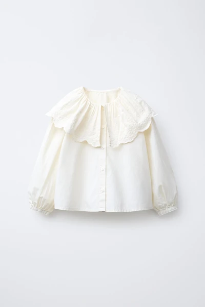 EMBROIDERED PETER PAN COLLAR BLOUSE