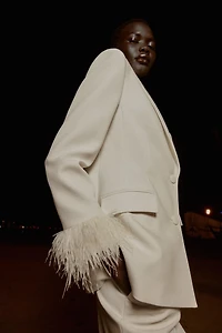 BLAZER WITH FEATHER CUFFS