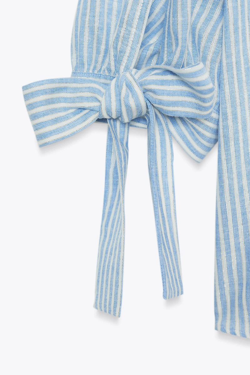 CHEMISE RAYURES LACETS AVEC LIN